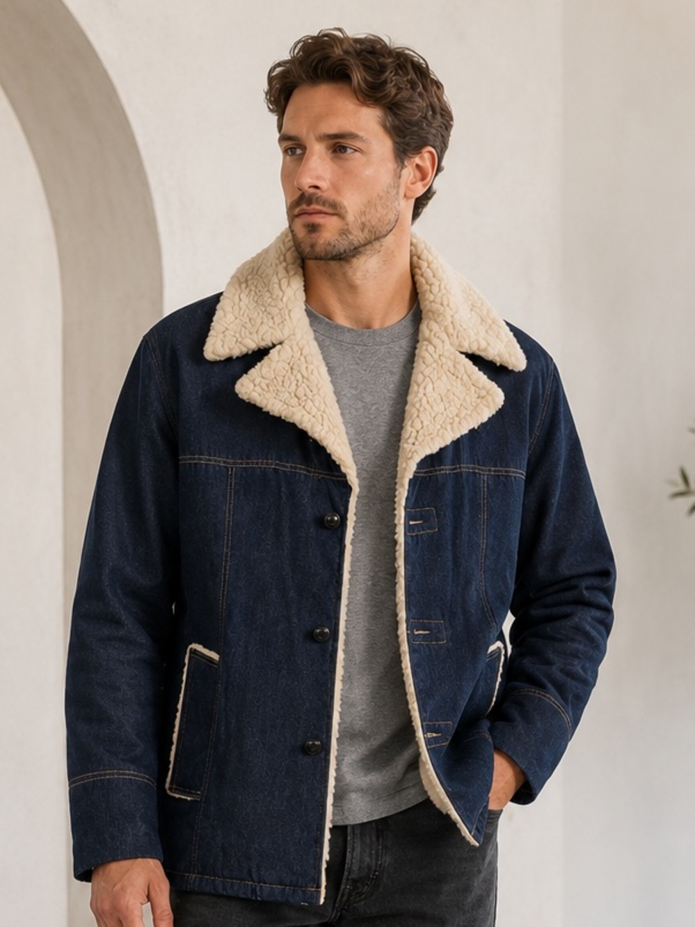 Vintage 70s/80s Raritan Men's
Sportswear Sherpa Lined Denim Ranch Coat
Size 42